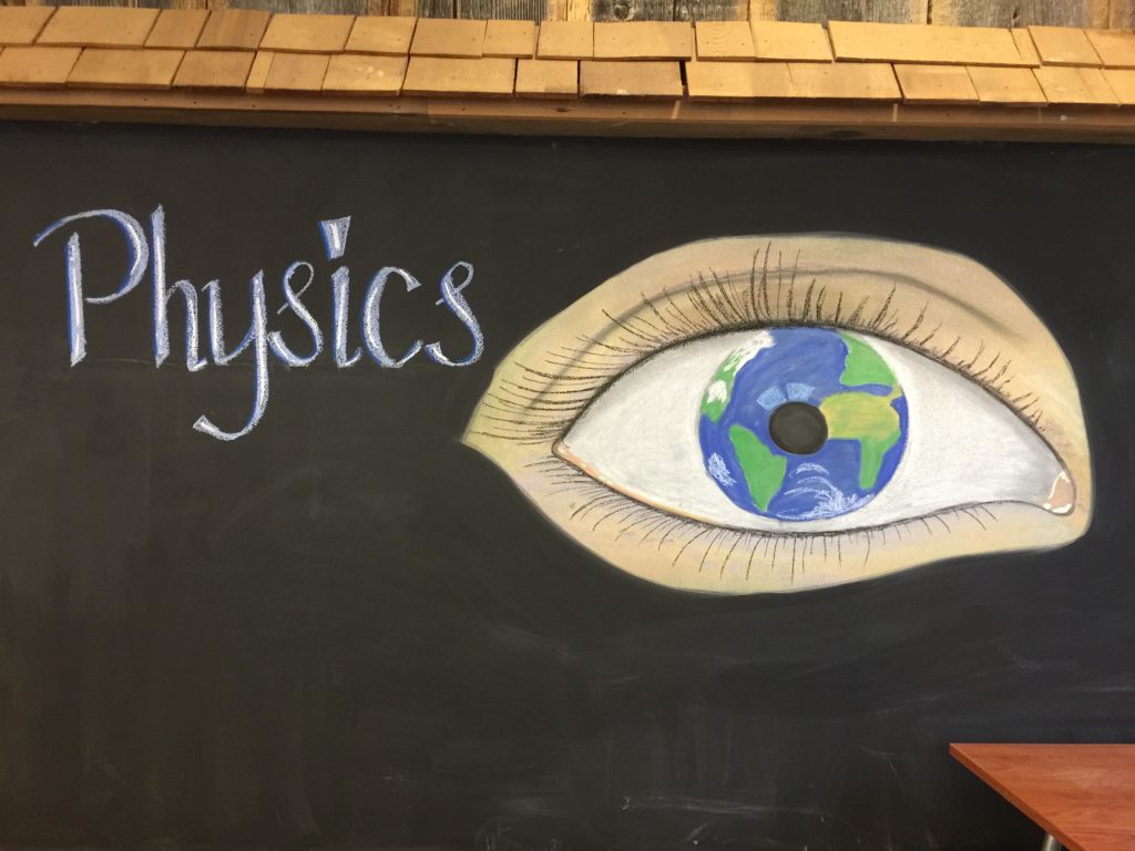 Waldorf 8th grade Physics chalkboard drawing